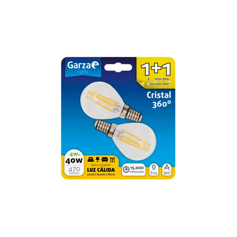 LAMPARA LED 4W E14 470LM 2700K BL (1+1)