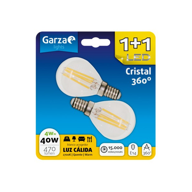 LAMPARA LED 4W E14 470LM 2700K BL (1+1)