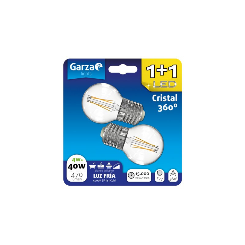 LAMPARA LED CLEAR 4W E27 470LM 5000K BL (1+1)