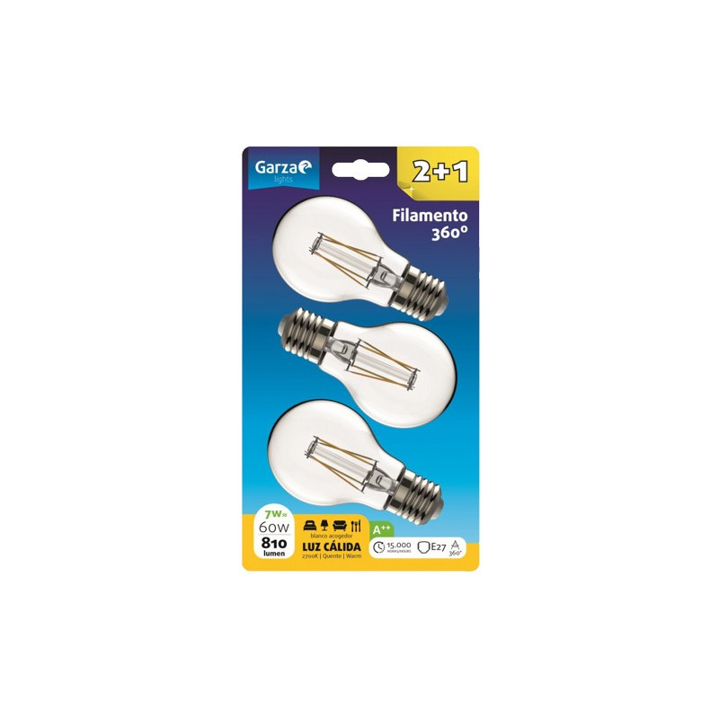 LAMPARA LED STD 7W E27 360º 810LM BL (2+1)