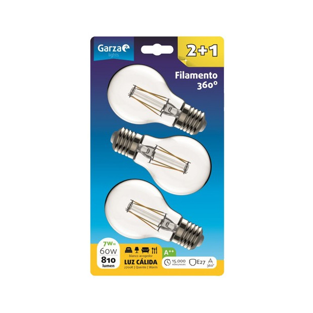 LAMPARA LED STD 7W E27 360º 810LM BL (2+1)