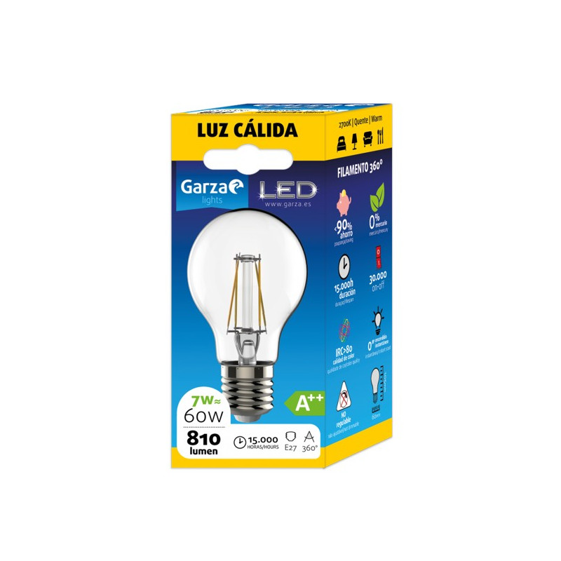 LAMPARA LED CLEAR STD 7W E27 810LM 27K