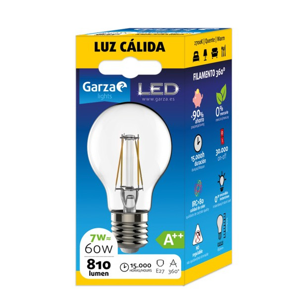 LAMPARA LED CLEAR STD 7W E27 810LM 27K