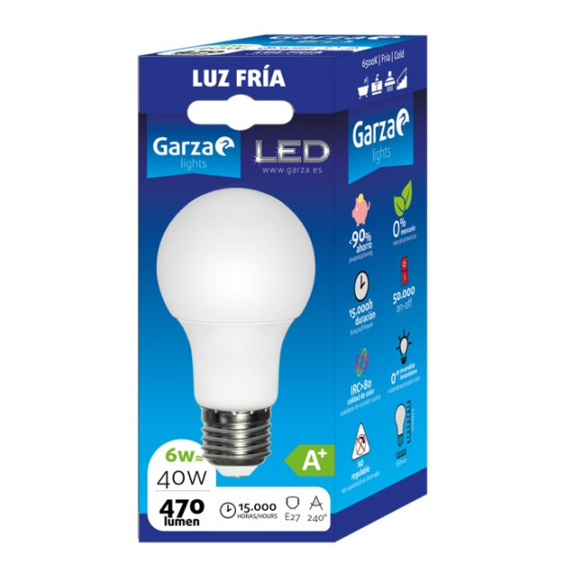 LAMPARA LED STD 6W E27 240º 470LM 65K