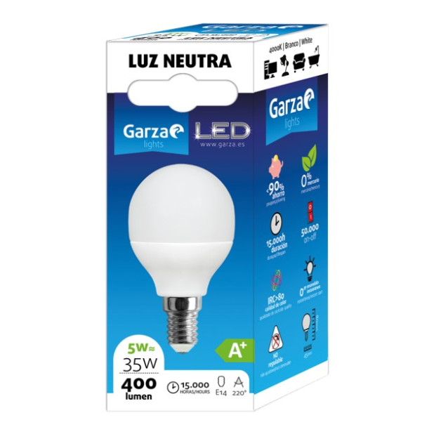 LAMPARA LED ESF. 6W E14 240º 470LM 30K