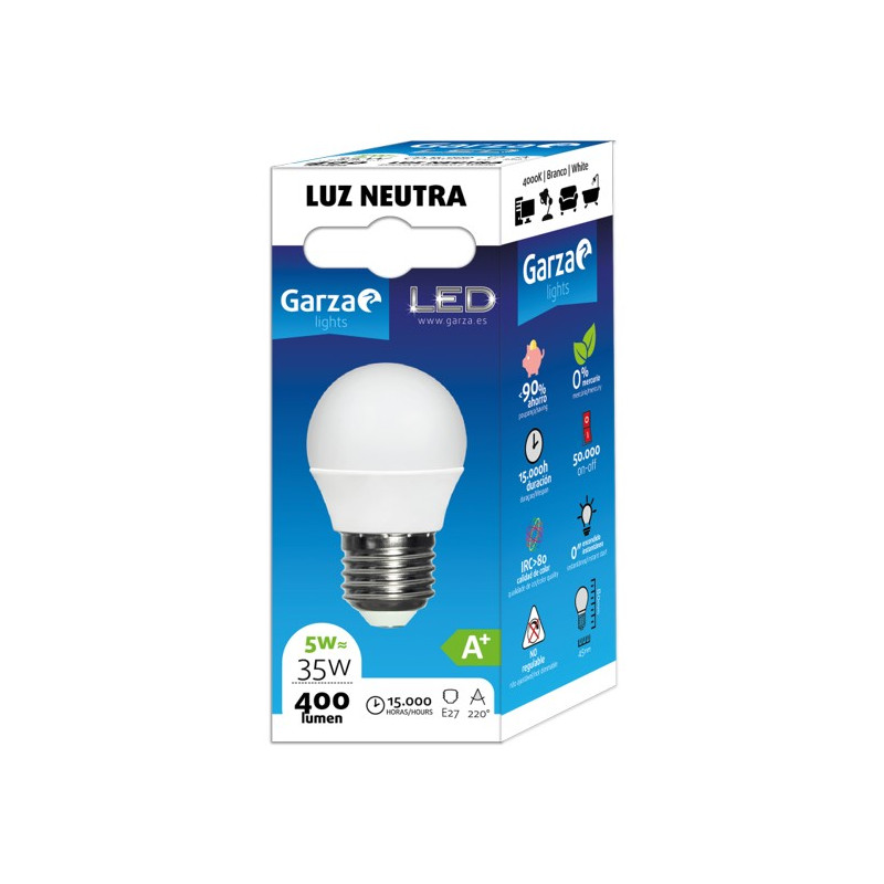 LAMPARA LED ESF.5W E27 220º 400LM 40K NEUTRA