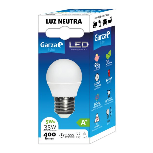 LAMPARA LED ESF.5W E27 220º 400LM 40K NEUTRA