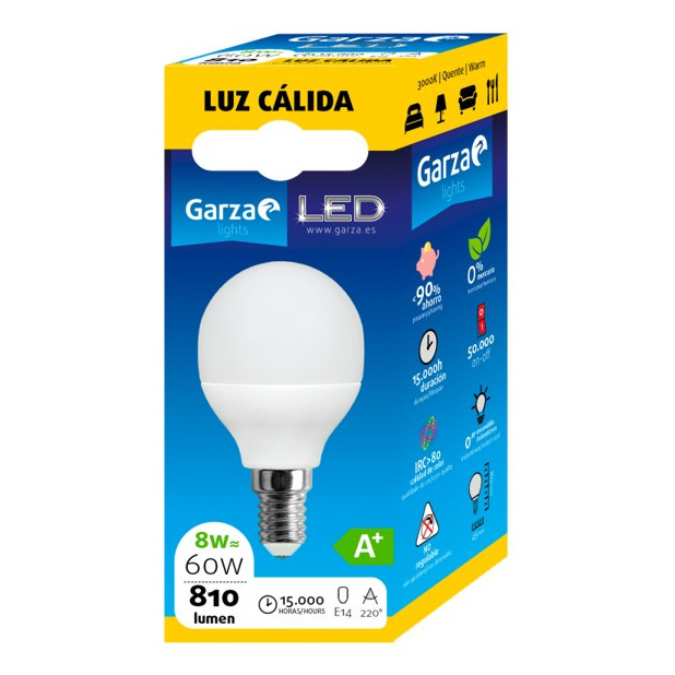 LAMPARA LED ESF.8W E14 220º 810LM 30K