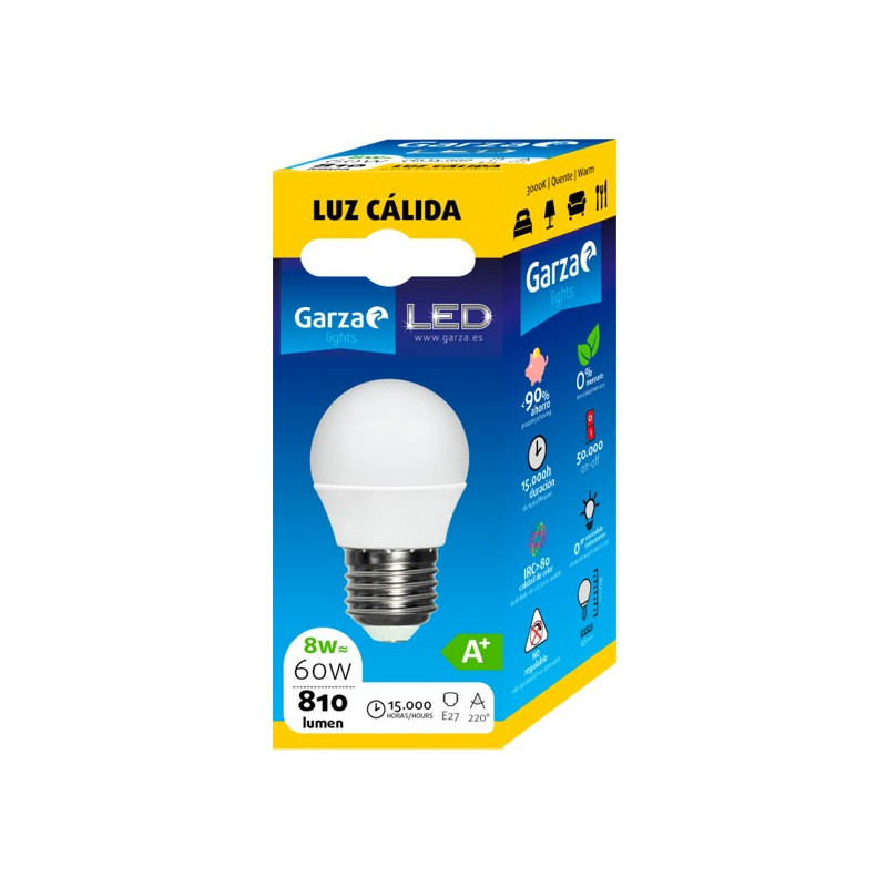 LAMPARA LED ESF.8W E27 220º 810LM 30K