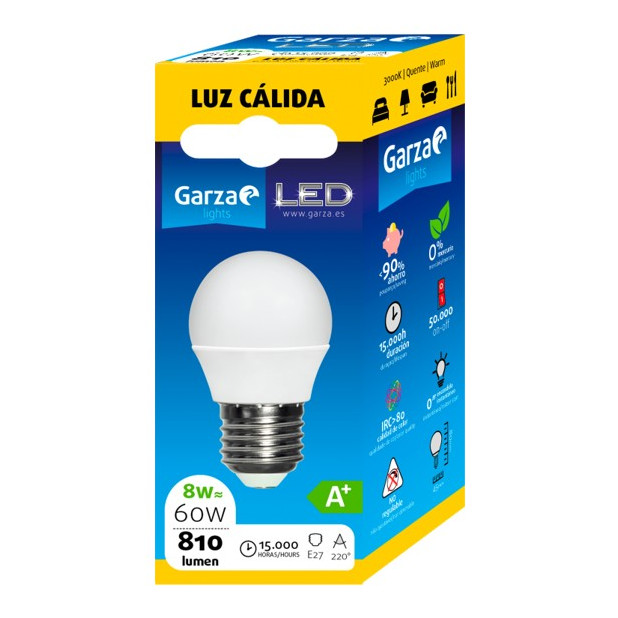 LAMPARA LED ESF.8W E27 220º 810LM 30K