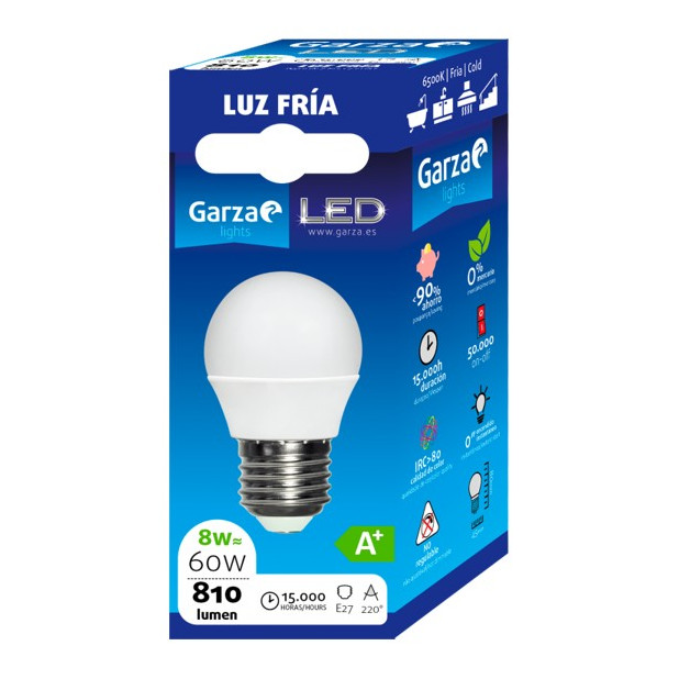 LAMPARA LED ESF.8W E27 220º 810LM 65K