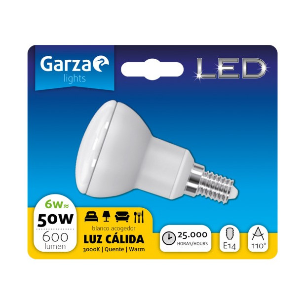 LAMPARA LED REFL.R50 6W E14 110º 430LM 30K