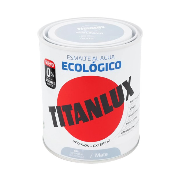 TITANLUX ESMALTE AL AGUA MATE GRIS PERLA 750ML