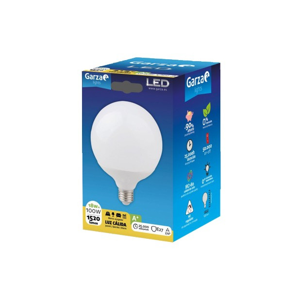 LAMPARA LED G120 13W E27 270º 1520LM 30K