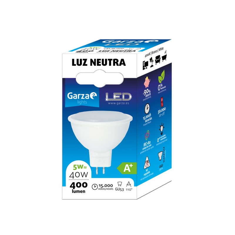 LAMPARA LED GU5.3 12V 5W 110º 400LM 40K