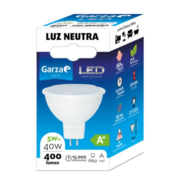 LAMPARA LED GU5.3 12V 5W 110º 400LM 40K
