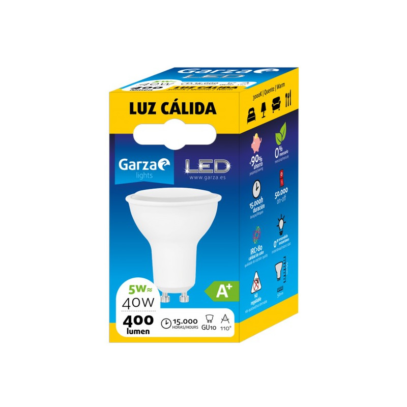 LAMPARA LED GU10 5W 110º 400LM 30K