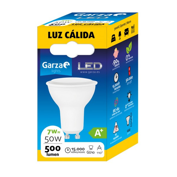 LAMPARA LED GU10 6W 110º 500LM 30K