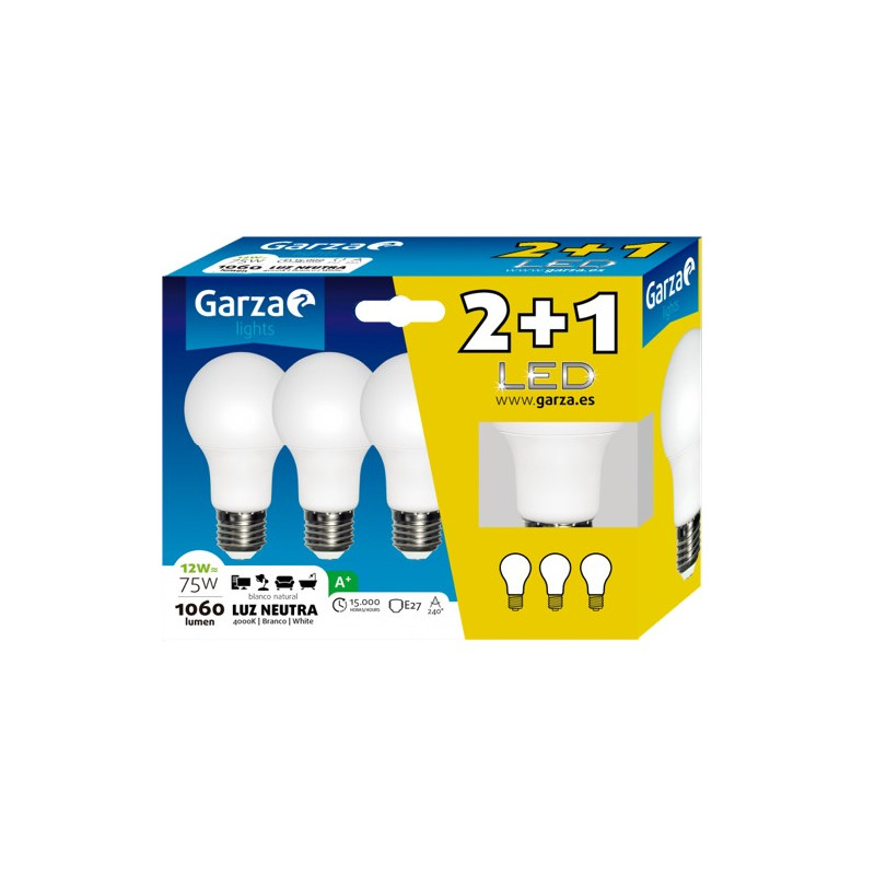 LAMPARA LED STD 11W E27 240º 1060LM 40K (2+1)