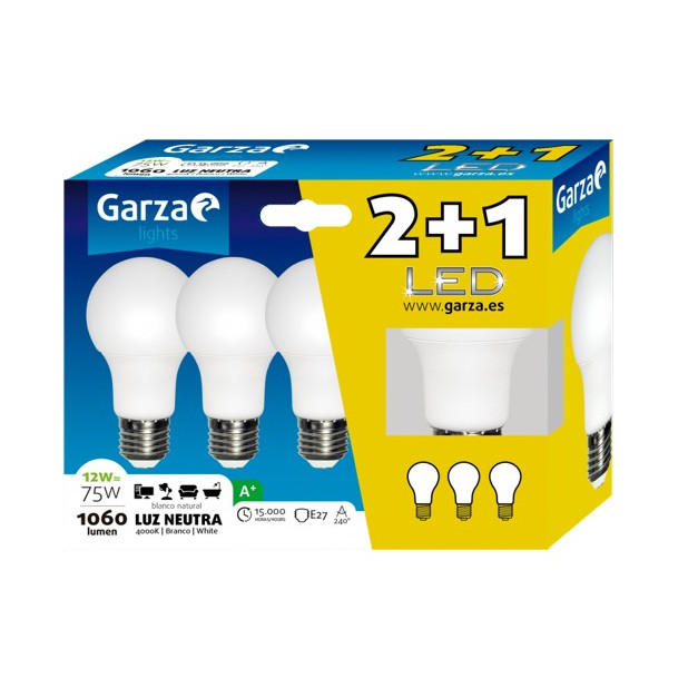 LAMPARA LED STD 11W E27 240º 1060LM 40K (2+1)