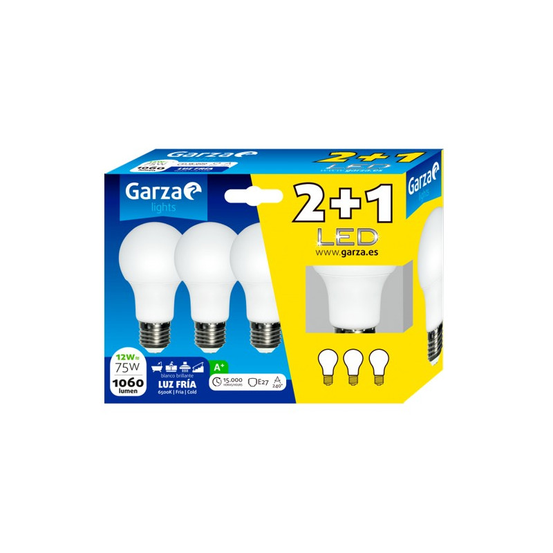 LAMPARA LED STD 9,5W E27 240º 1060LM 65K (2+1)