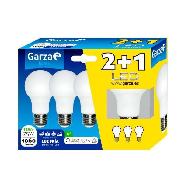 LAMPARA LED STD 9,5W E27 240º 1060LM 65K (2+1)