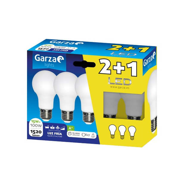 LAMPARA LED STD 15W E27 240º 1520LM 65K(2+1)