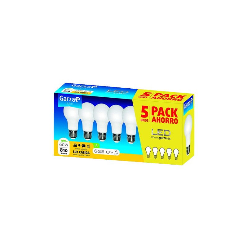 LAMPARA LED STD 8,5W E27 240º 810LM 30K(5UN)
