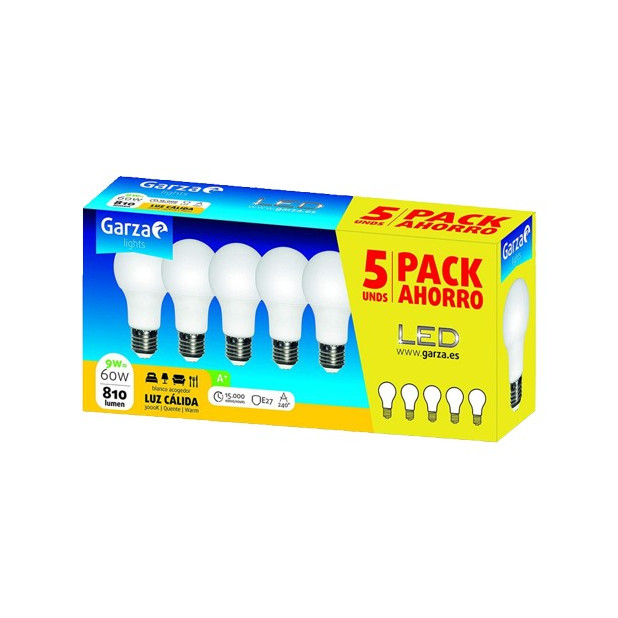 LAMPARA LED STD 8,5W E27 240º 810LM 30K(5UN)