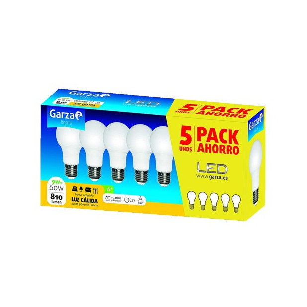 LAMPARA LED STD 8,5W E27 240º 810LM 65K(5UN)