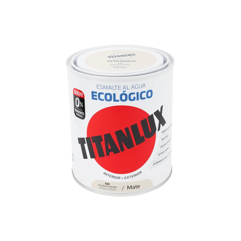 TITANLUX ESMALTE AL AGUA MATE BLANCO PIEDRA 750ML