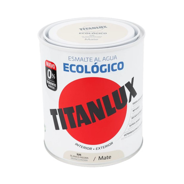 TITANLUX ESMALTE AL AGUA MATE BLANCO PIEDRA 750ML