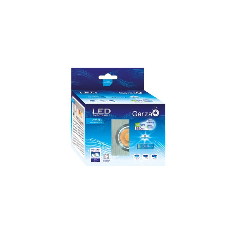 LAMPARA LED EMP.COB CUAD.7W 60º 560LM 40K AL