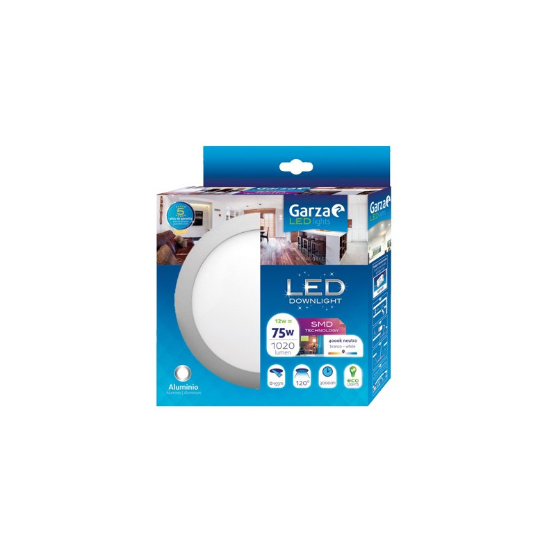 PANEL LED DOW.CIR.170 12W 1020LM 40K ALU