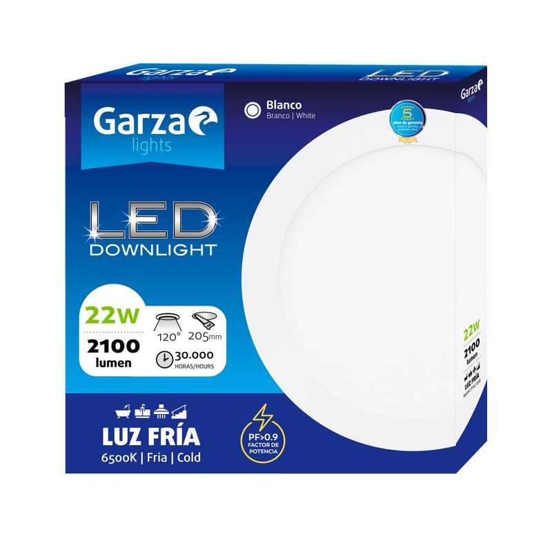 PANEL LED DOW.CIRC.225 22W 2100LM 65K BL