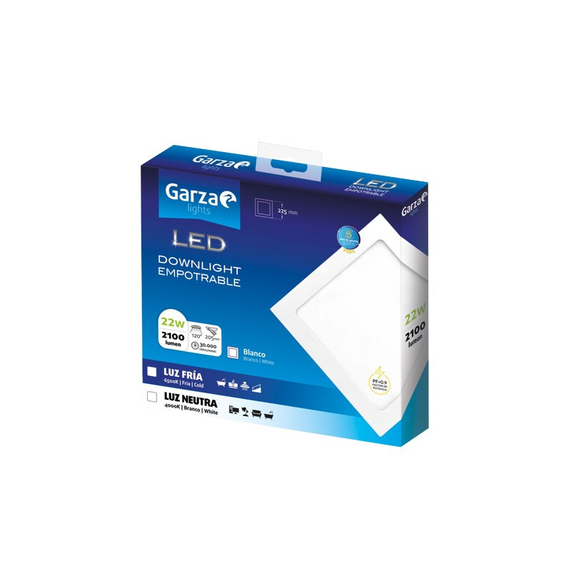 PANEL LED DOW.CUAD.225 22W 2100LM 40K