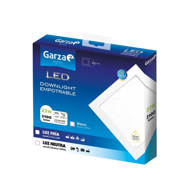 PANEL LED DOW.CUAD.225 22W 2100LM 40K