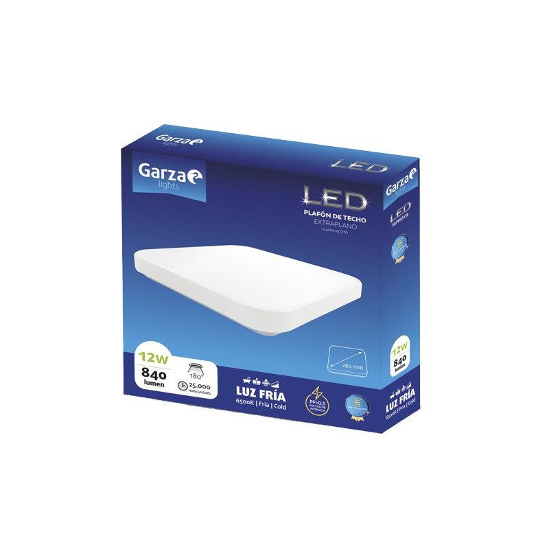 PLAFON LED CUAD PLANO 280x55MM 12W 840LM 65K