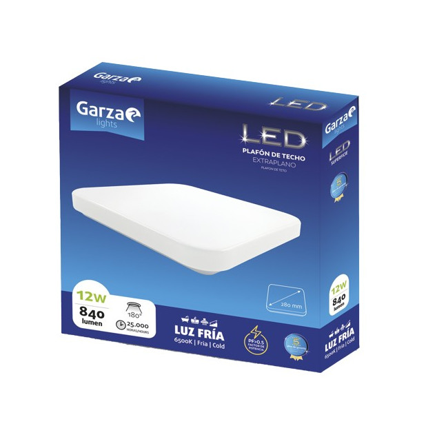 PLAFON LED CUAD PLANO 280x55MM 12W 840LM 65K