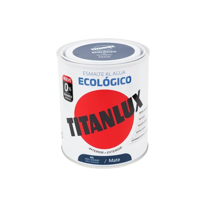 TITANLUX ESMALTE AL AGUA MATE AZUL OCEANO 750ML