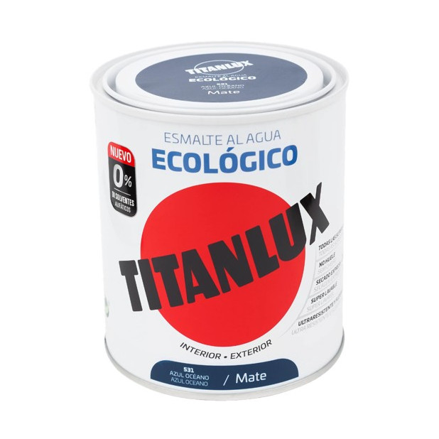 TITANLUX ESMALTE AL AGUA MATE AZUL OCEANO 750ML