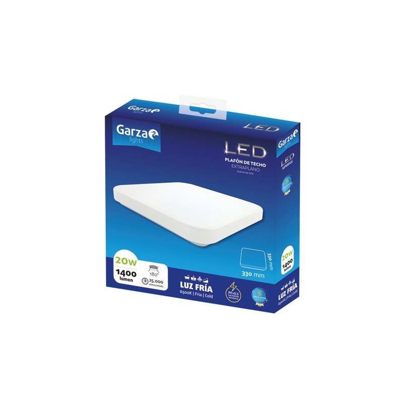 PLAFON LED CUAD PLNAO 330x65MM 20W 1400LM 65K