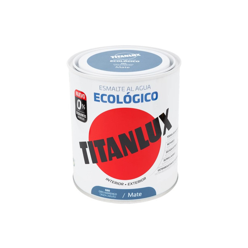 TITANLUX ESMALTE AL AGUA MATE GRIS MARENGO 750ML