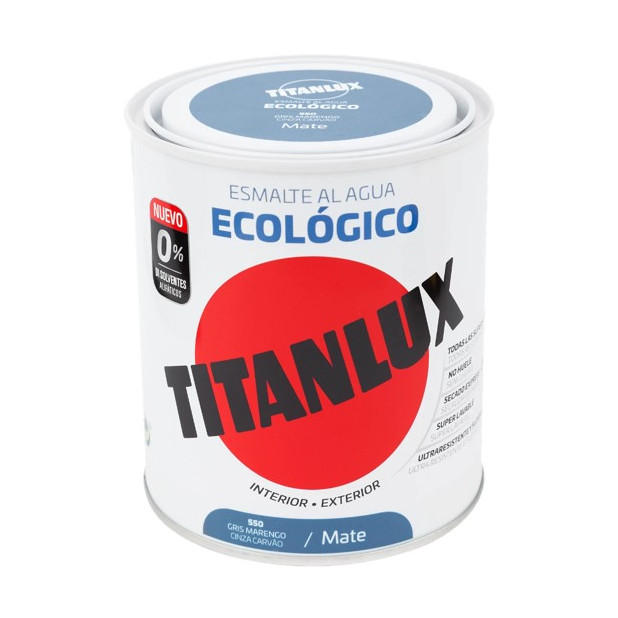 TITANLUX ESMALTE AL AGUA MATE GRIS MARENGO 750ML