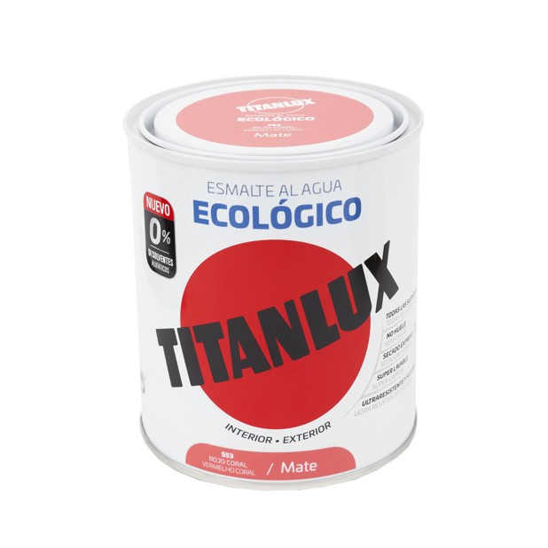TITANLUX ESMALTE AL AGUA MATE ROJO CORAL 750ML