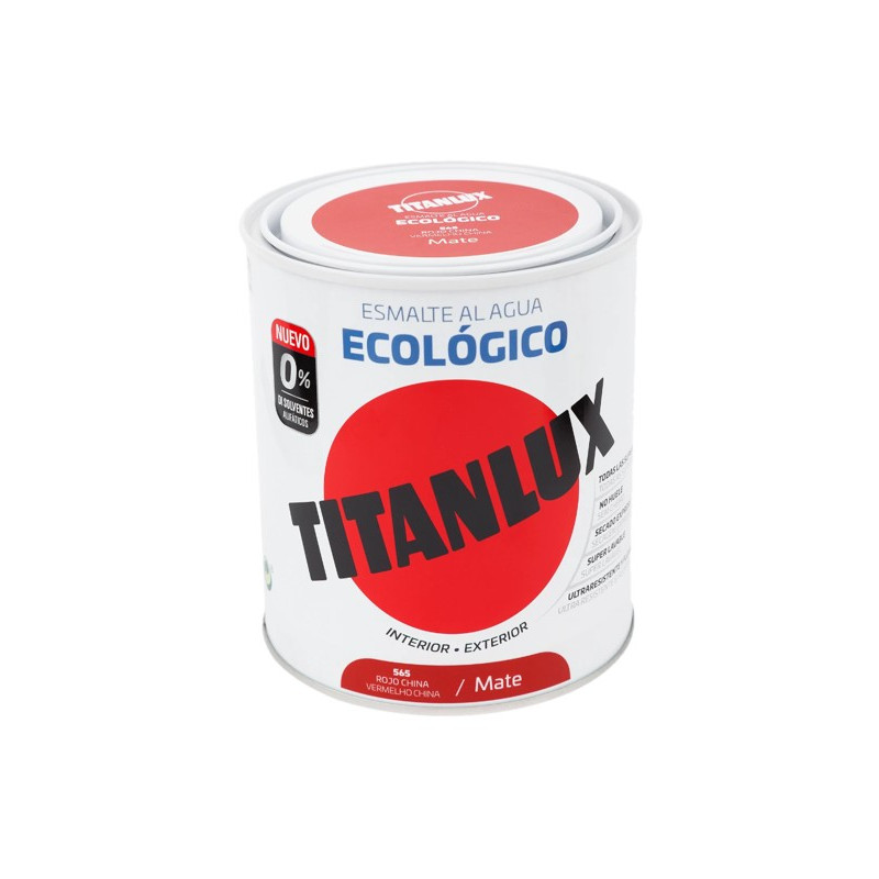 TITANLUX ESMALTE AL AGUA MATE ROJO CHINA 750ML
