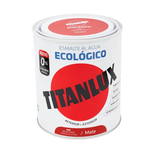 TITANLUX ESMALTE AL AGUA MATE ROJO CHINA 750ML